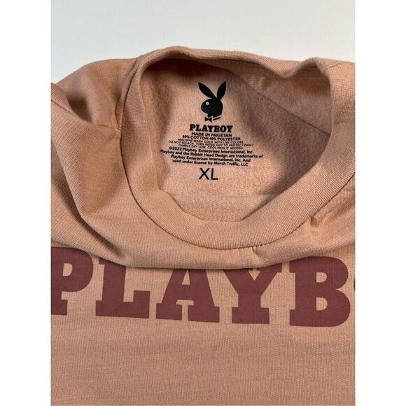 PLAYBOY Logo Front and Back Sweatshirt Crewneck Peach Oversized Women's XL EUC - Picture 4 of 8